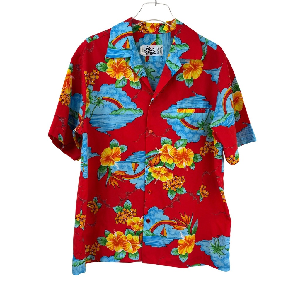 VINTAGE 90s Hilo Hattie Hawaii Shirt XL Tropical Hibiscus Rainbow Aloha TIKI BAR